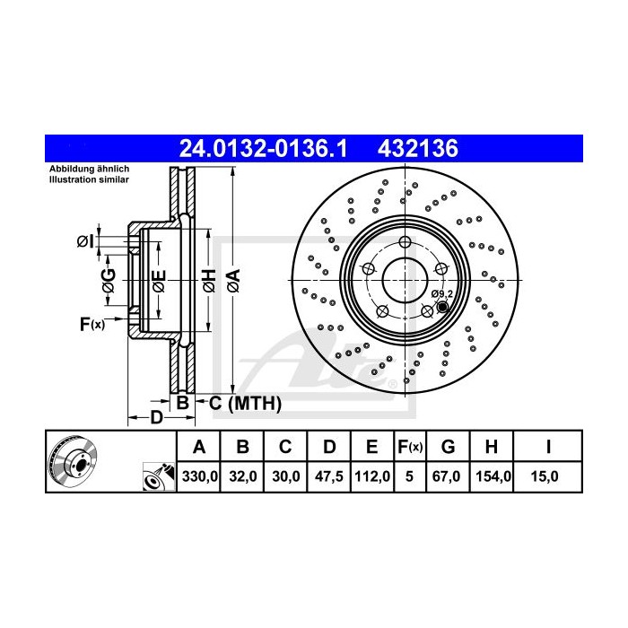 ATE Bremsscheibe 24.0132-0136.1