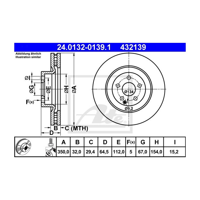 ATE Bremsscheibe 24.0132-0139.1
