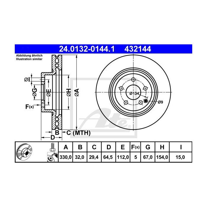 ATE Bremsscheibe 24.0132-0144.1