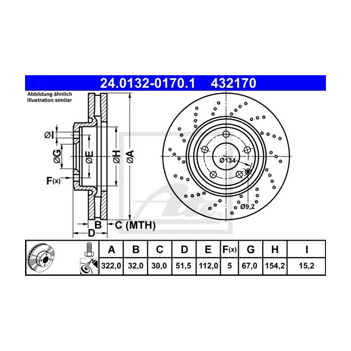 ATE Bremsscheibe 24.0132-0170.1