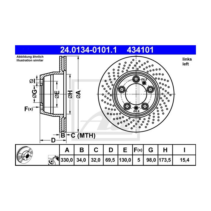 ATE Bremsscheibe 24.0134-0101.1