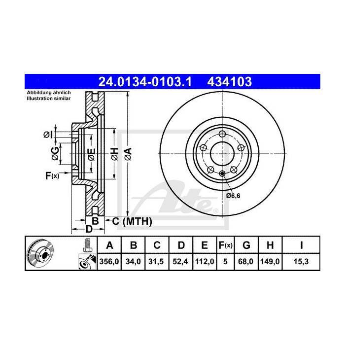 ATE Bremsscheibe 24.0134-0103.1