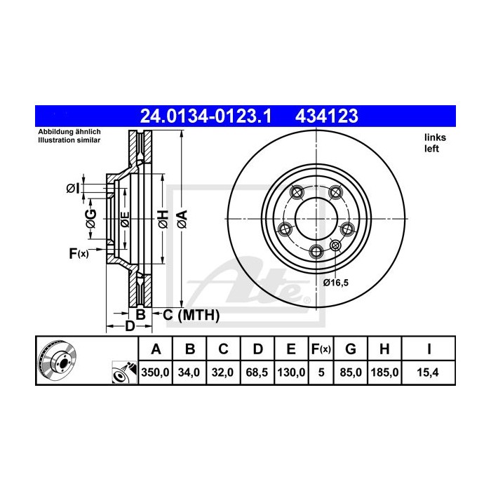 ATE Bremsscheibe 24.0134-0123.1