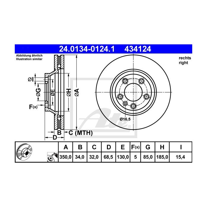 ATE Bremsscheibe 24.0134-0124.1