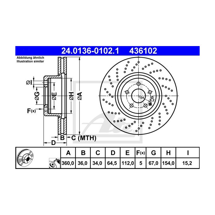 ATE Bremsscheibe 24.0136-0102.1