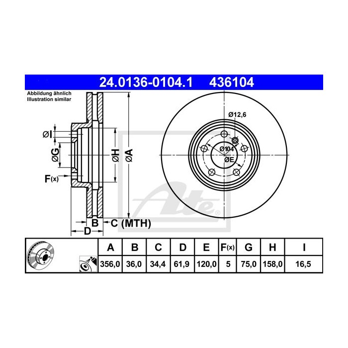 ATE Bremsscheibe 24.0136-0104.1