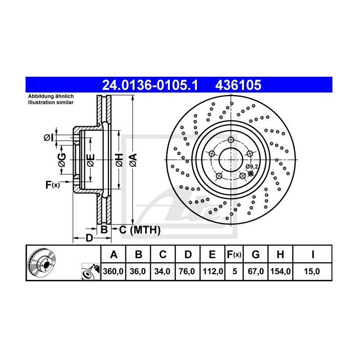 ATE Bremsscheibe 24.0136-0105.1