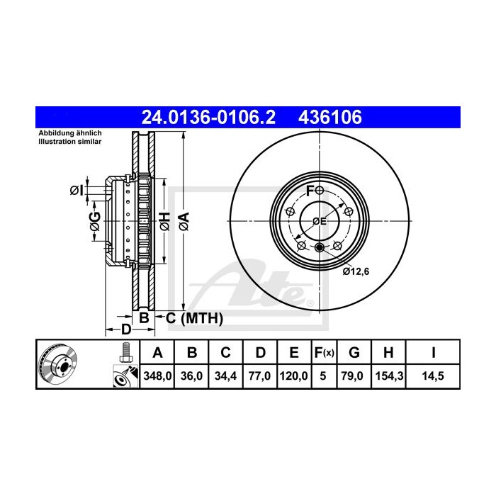 ATE Bremsscheibe 24.0136-0106.2