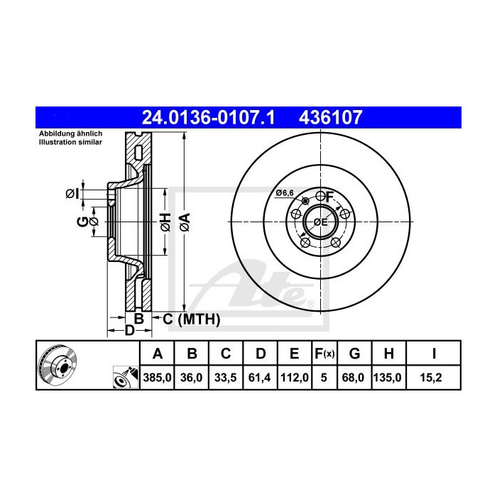 ATE Bremsscheibe 24.0136-0107.1