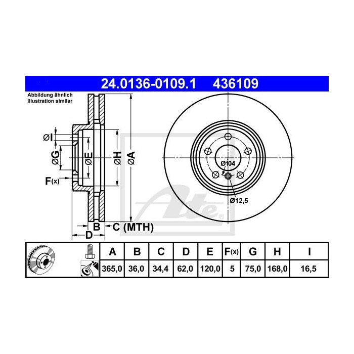 ATE Bremsscheibe 24.0136-0109.1