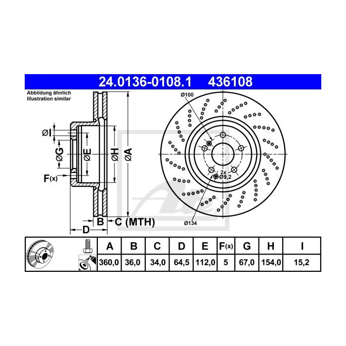 ATE Bremsscheibe 24.0136-0108.1