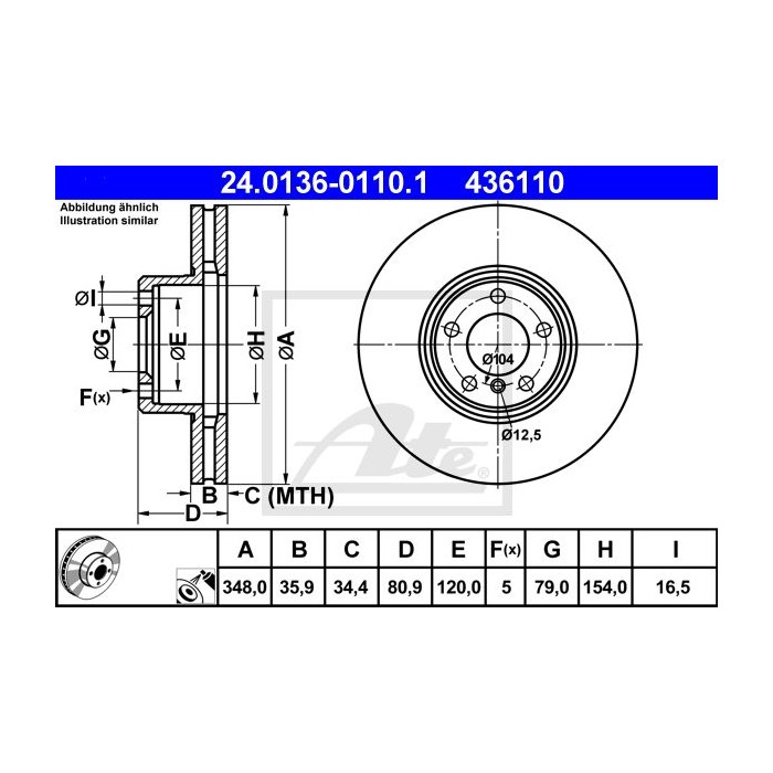 ATE Bremsscheibe 24.0136-0110.1