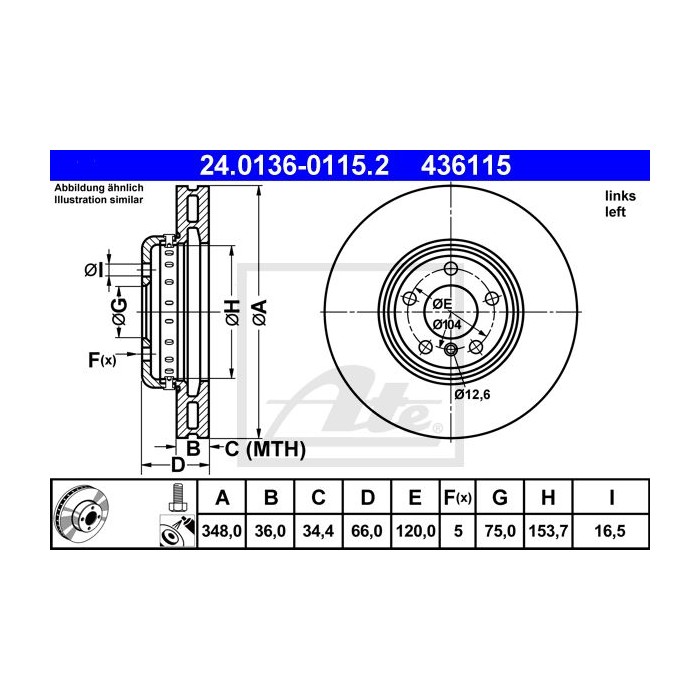 ATE Bremsscheibe 24.0136-0115.2