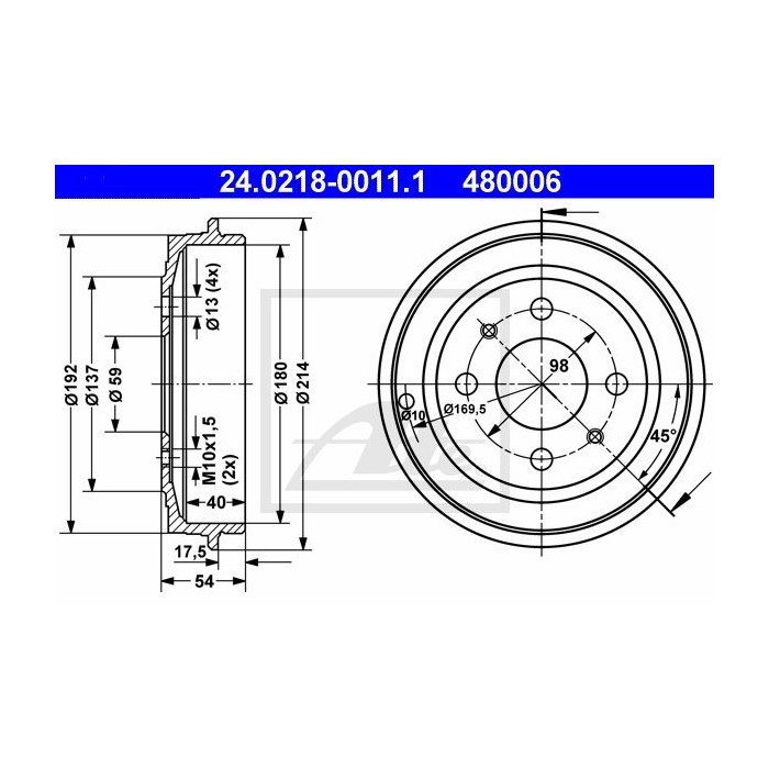 ATE Bremstrommel 24.0218-0011.1
