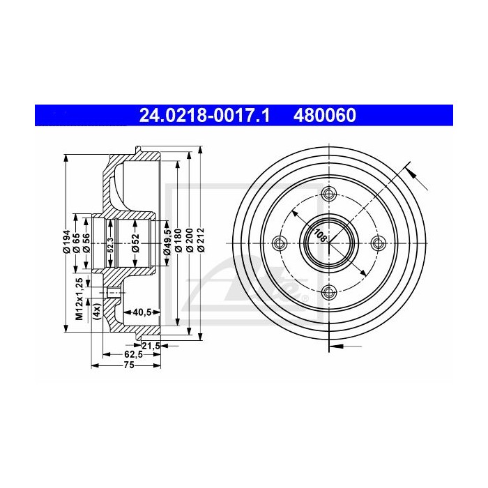 ATE Bremstrommel 24.0218-0017.1