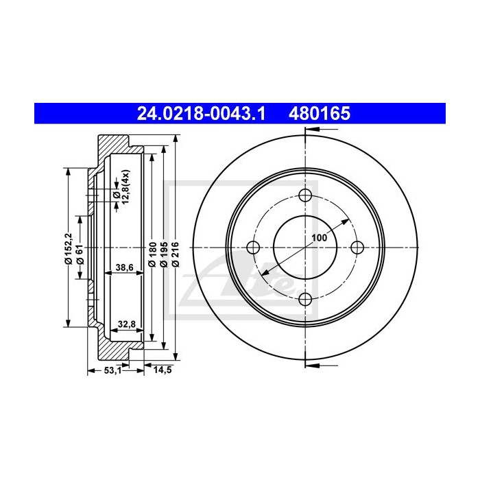ATE Bremstrommel 24.0218-0043.1