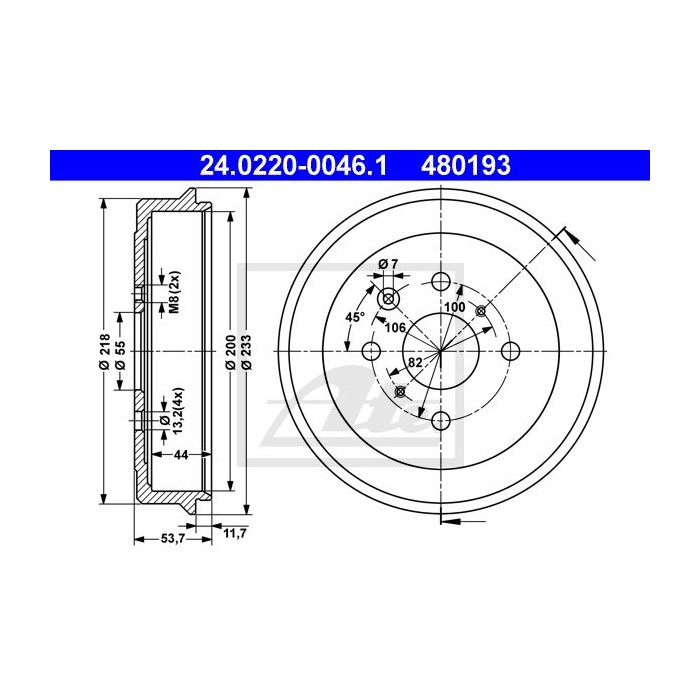 ATE Bremstrommel 24.0220-0046.1