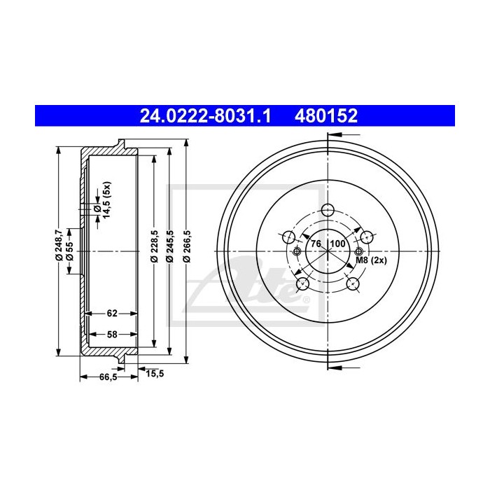 ATE Bremstrommel 24.0222-8031.1