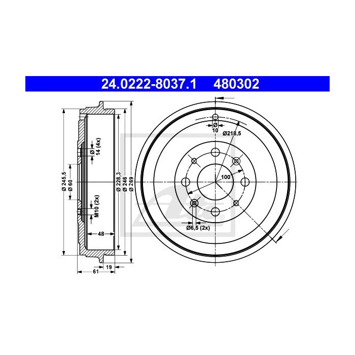 ATE Bremstrommel 24.0222-8037.1