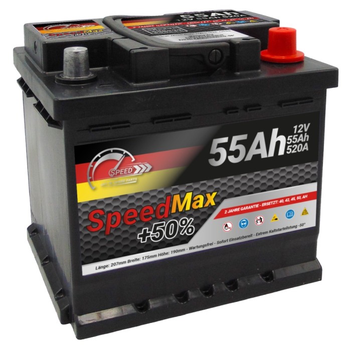 Starterbatterie SPEED MAX 55Ah 520A 12V +50%