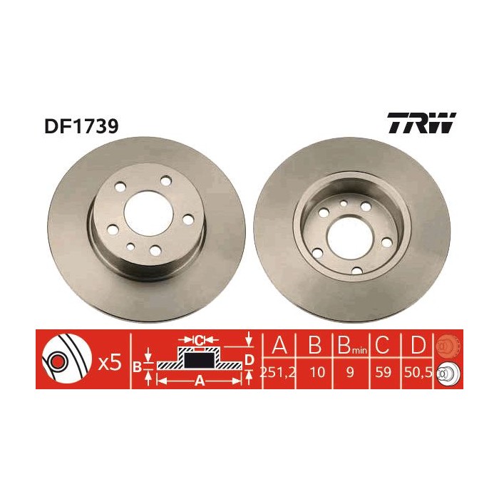 TRW Bremsscheibe DF1739
