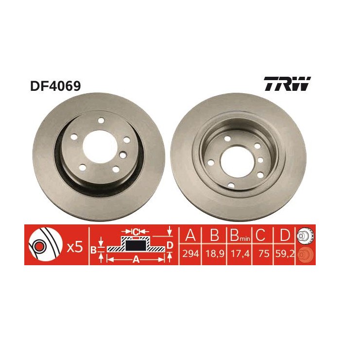 TRW Bremsscheibe DF4069