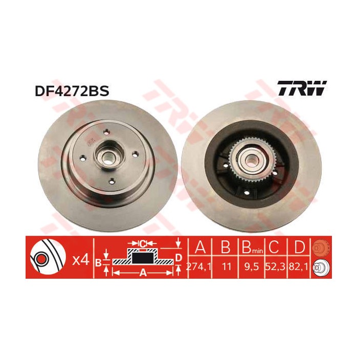 TRW Bremsscheibe DF4272BS