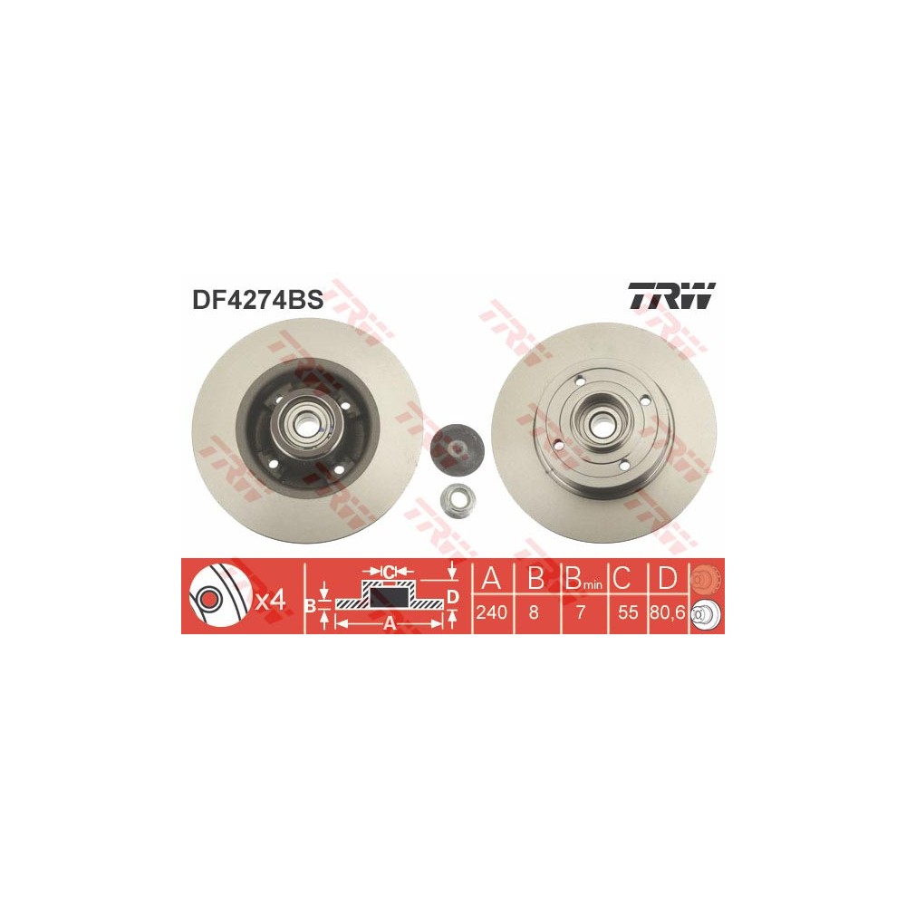 TRW Bremsscheibe DF4274BS