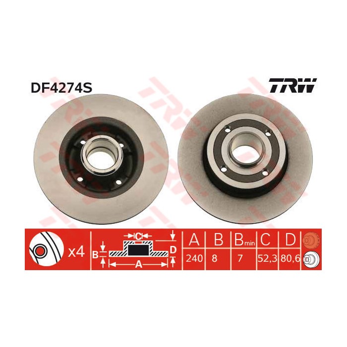 TRW Bremsscheibe DF4274S