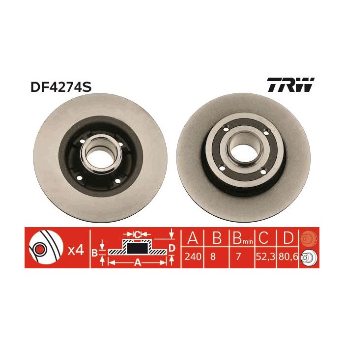 TRW Bremsscheibe DF4274S