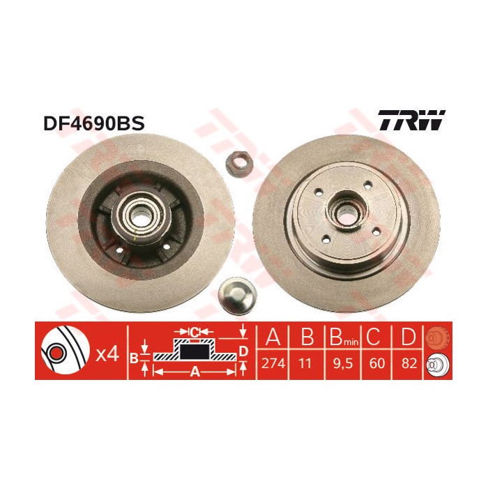 TRW Bremsscheibe DF4690BS