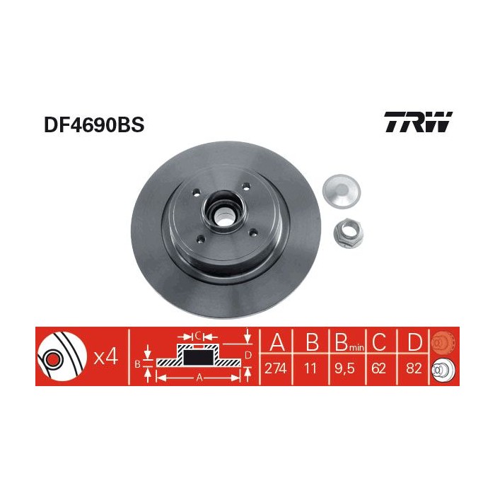 TRW Bremsscheibe DF4690BS