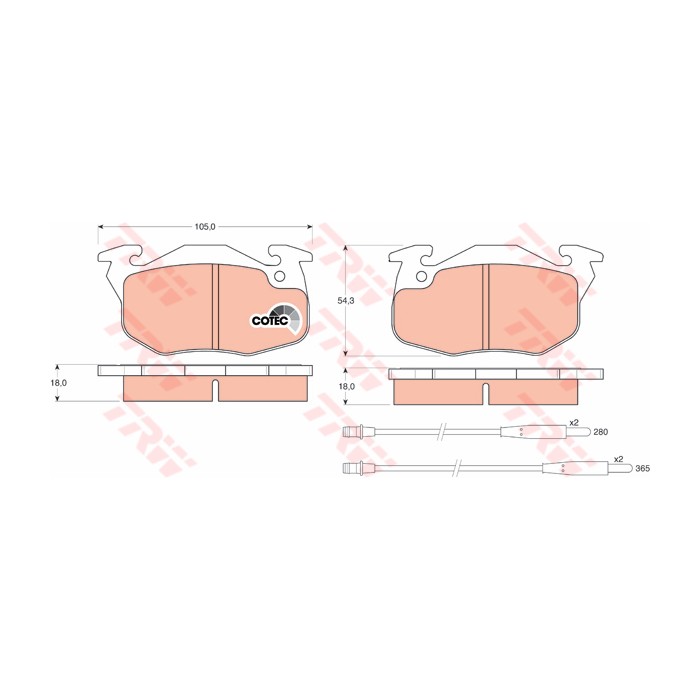 TRW COTEC Bremsbelagsatz, Scheibenbremse GDB1033
