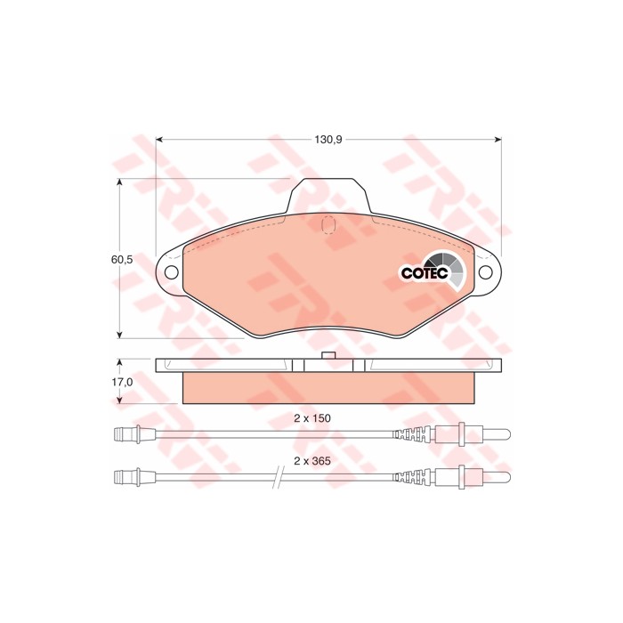 TRW COTEC Bremsbelagsatz, Scheibenbremse GDB1101