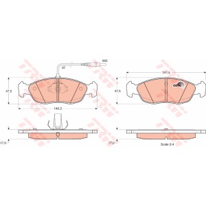 TRW COTEC Bremsbelagsatz, Scheibenbremse GDB1104