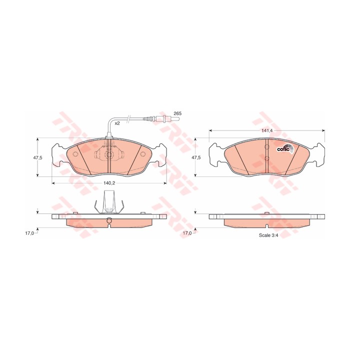 TRW COTEC Bremsbelagsatz, Scheibenbremse GDB1104