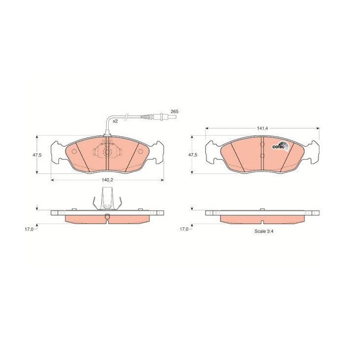 TRW COTEC Bremsbelagsatz, Scheibenbremse GDB1104
