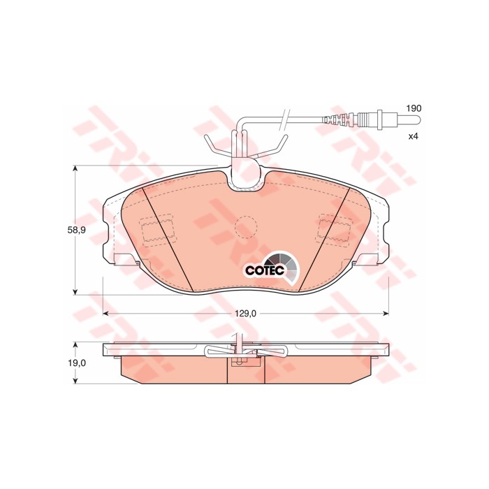 TRW COTEC Bremsbelagsatz, Scheibenbremse GDB1148
