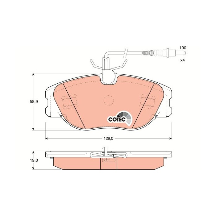 TRW COTEC Bremsbelagsatz, Scheibenbremse GDB1148
