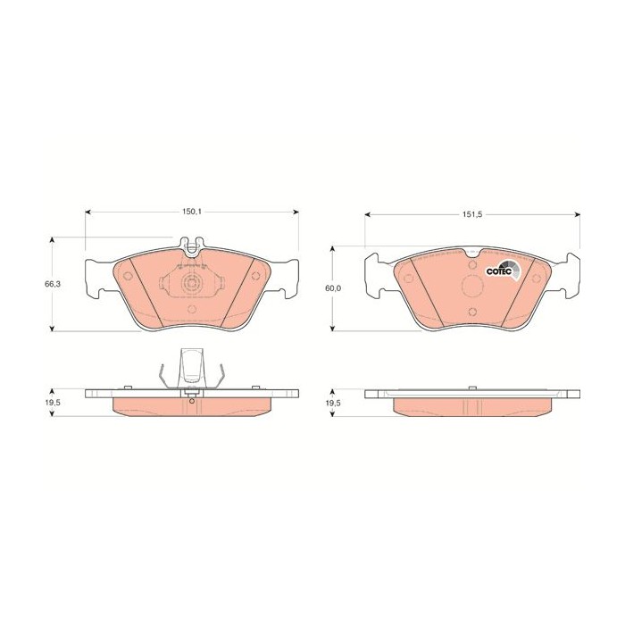 TRW COTEC Bremsbelagsatz, Scheibenbremse GDB1205