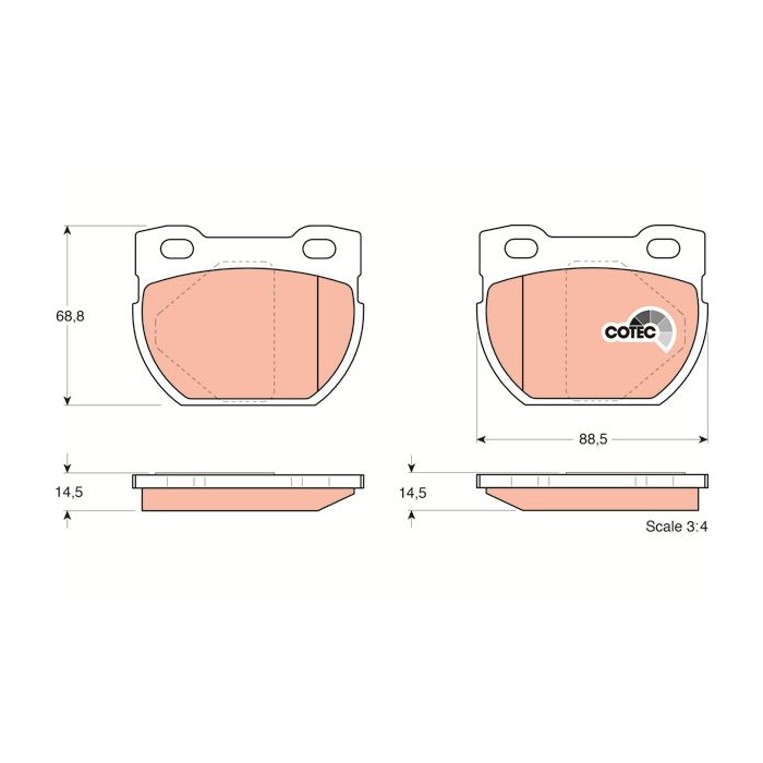 TRW COTEC Bremsbelagsatz, Scheibenbremse GDB1209