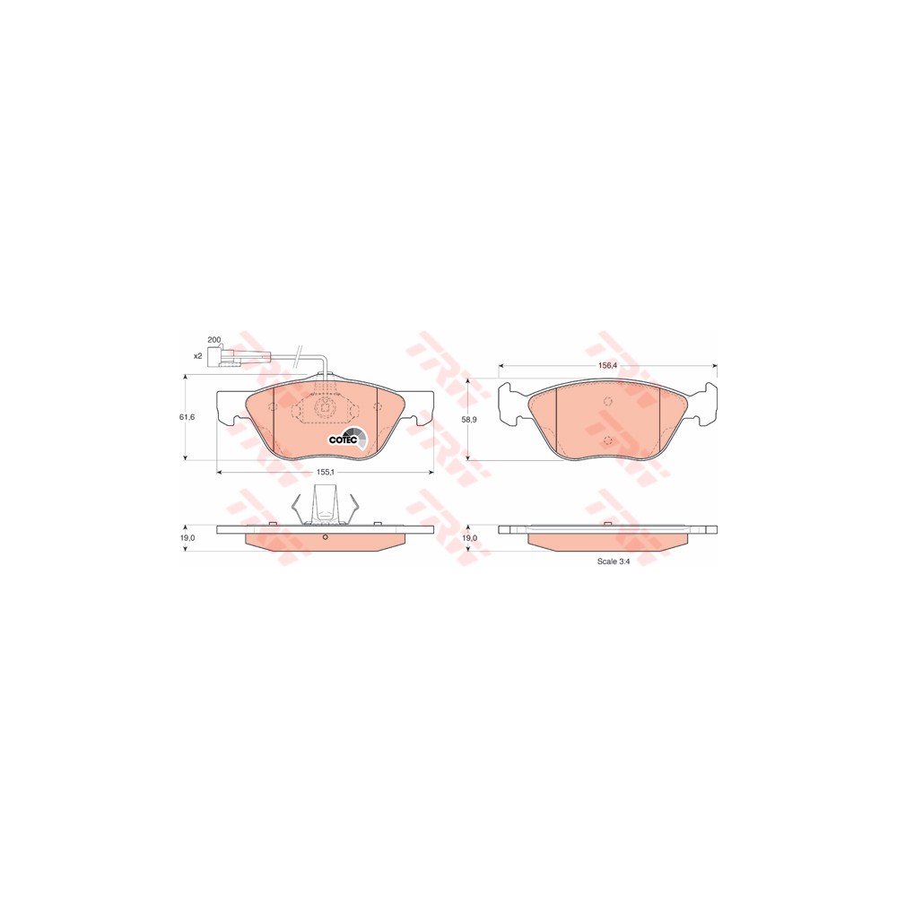 TRW COTEC Bremsbelagsatz, Scheibenbremse GDB1212