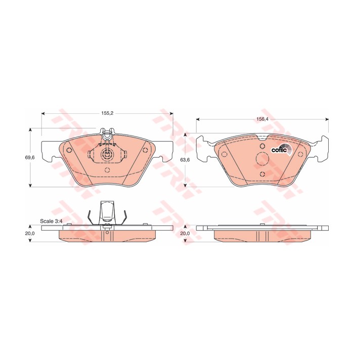 TRW COTEC Bremsbelagsatz, Scheibenbremse GDB1215