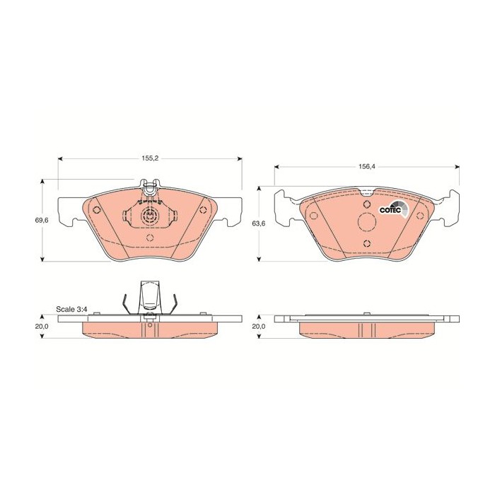 TRW COTEC Bremsbelagsatz, Scheibenbremse GDB1215