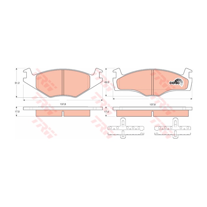 TRW COTEC Bremsbelagsatz, Scheibenbremse GDB1219