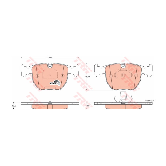 TRW COTEC Bremsbelagsatz, Scheibenbremse GDB1261