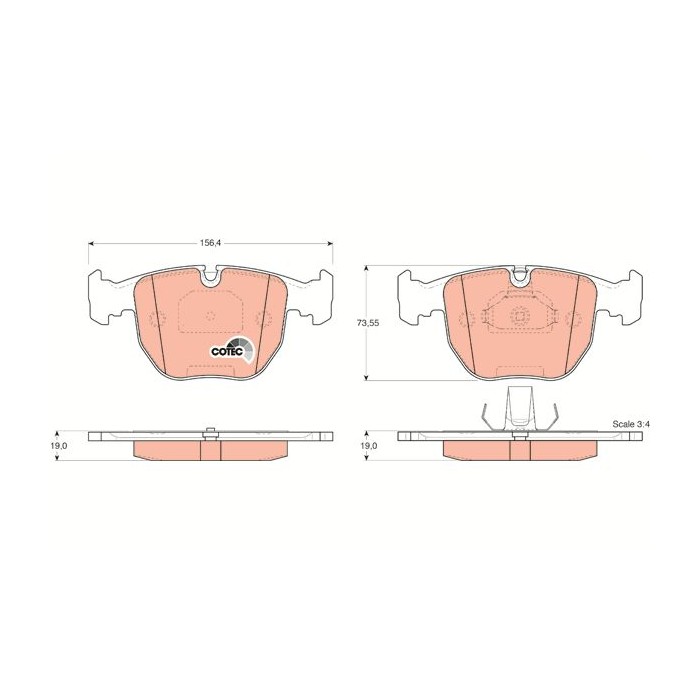 TRW COTEC Bremsbelagsatz, Scheibenbremse GDB1261