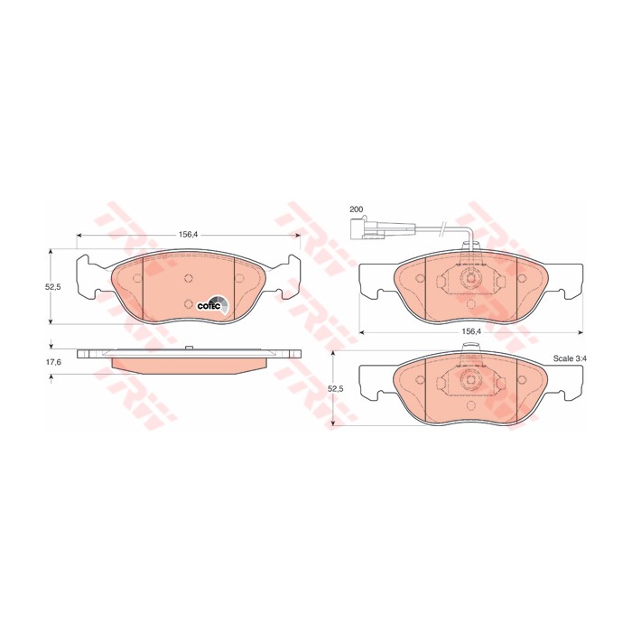 TRW COTEC Bremsbelagsatz, Scheibenbremse GDB1290