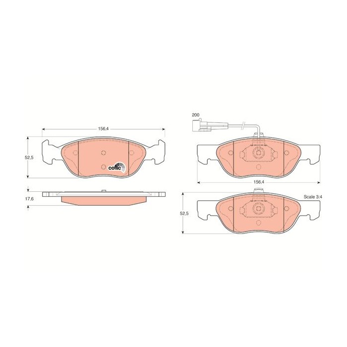 TRW COTEC Bremsbelagsatz, Scheibenbremse GDB1290