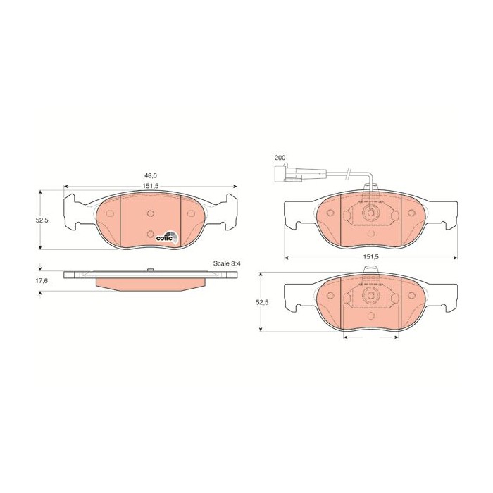 TRW COTEC Bremsbelagsatz, Scheibenbremse GDB1291